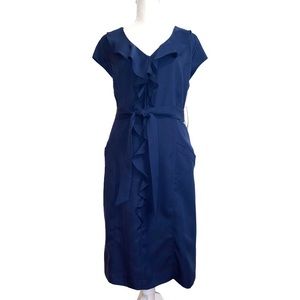 NWT Women’s Sharagano Navy ruffle collar dress 14